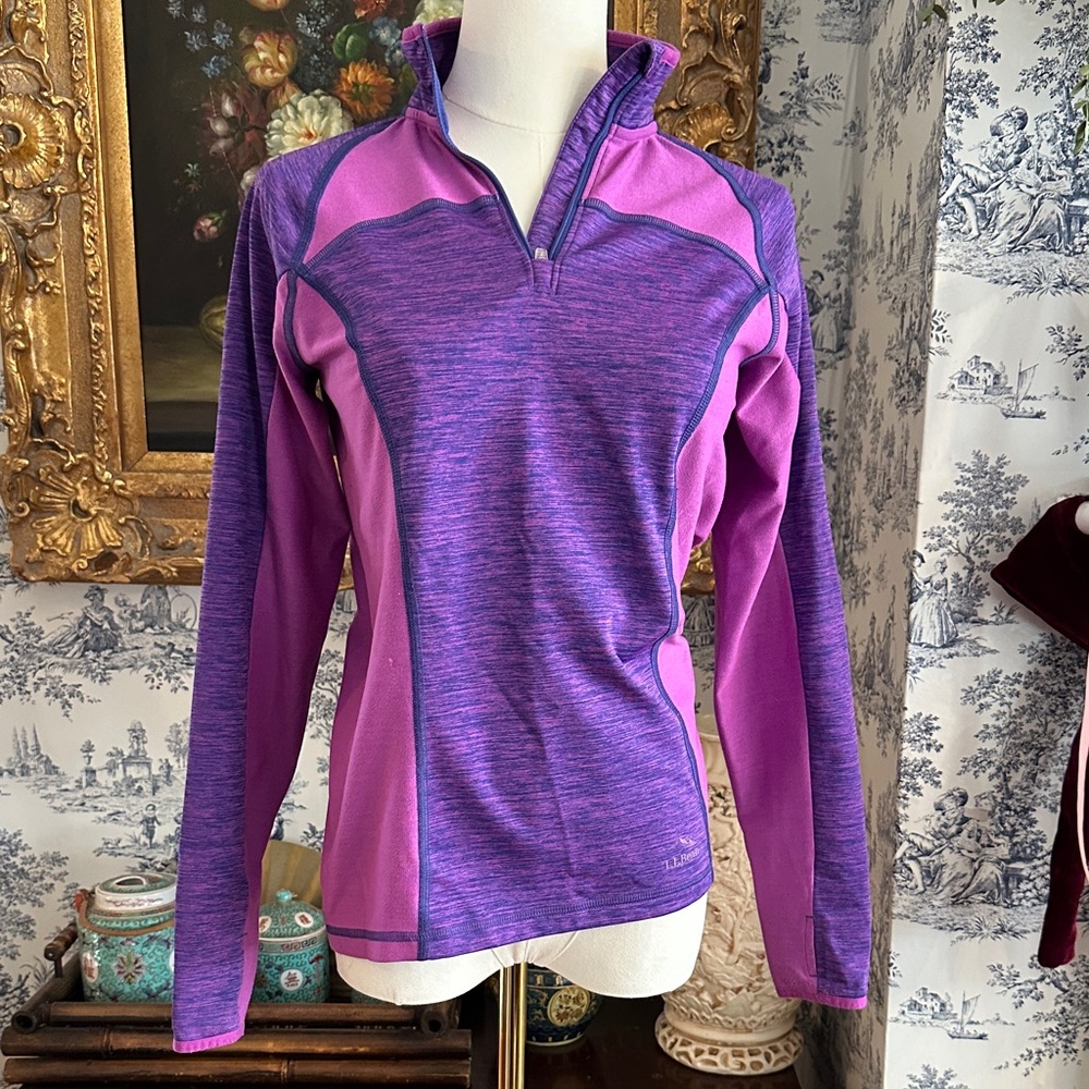 LL BEAN Purple and Pink Quarter-Zip Athletic Pullover GIRLS XL